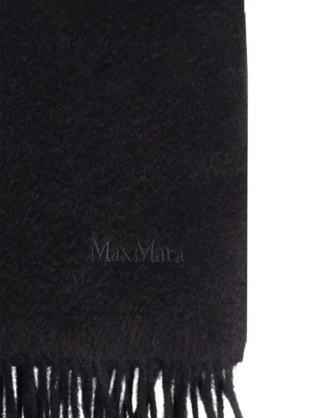 Fular Max Mara cu broderie de lână negru