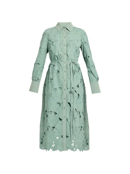 Sukienka koszulowa Erdem w kwiatki garniturowa zielona