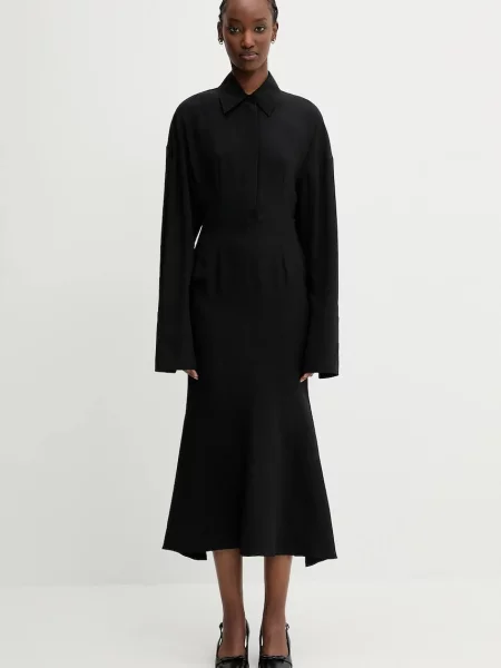 Sportmax sukienka jedwabna Oltre maxi rozkloszowana czarny