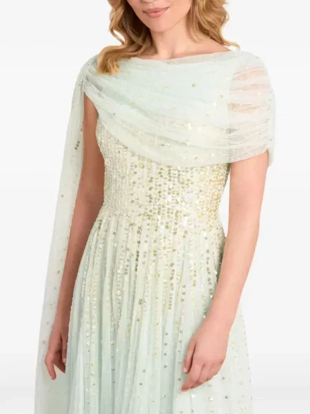 Rochie Needle & Thread cu paiete drapată verde