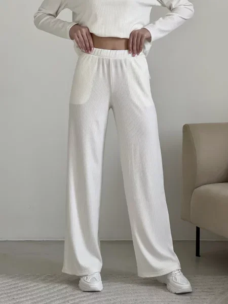 Silvio Merlini Ванні Штани палаццо Бавовна/поліестер білий