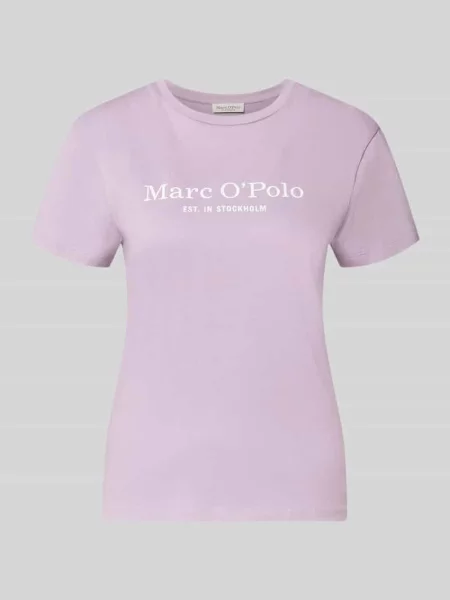 T-shirt o kroju regular fit z czystej bawełny Marc O'polo fioletowa