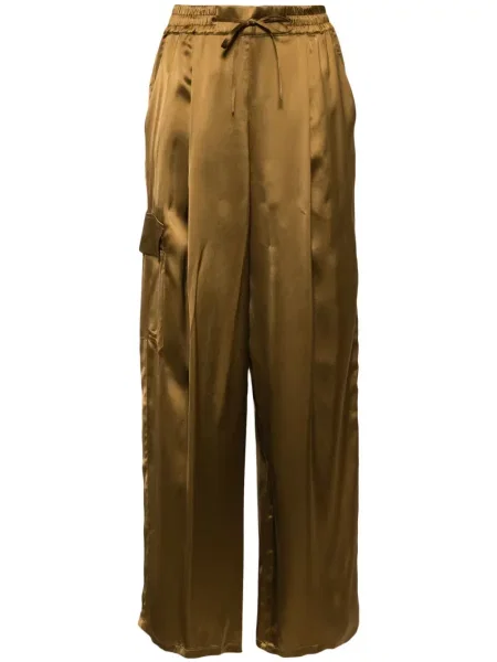 Pantaloni cargo Yves Salomon din satin maro