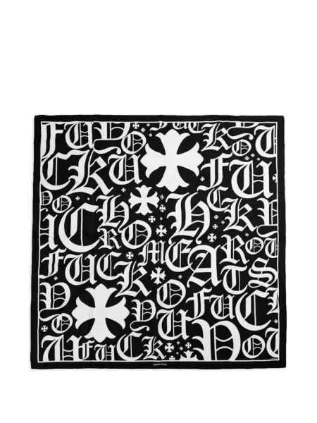 Šál Chrome Hearts se srdcovým vzorem s autogramem černý