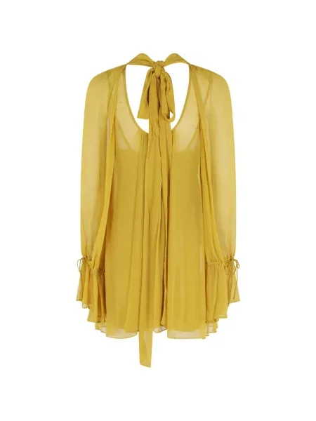 Rochie mini Staud cu funde de costum galben