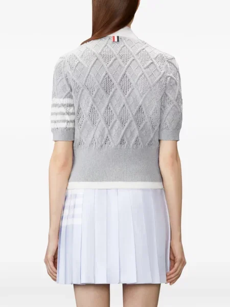 Kardigan Thom Browne z wzorem argyle szary