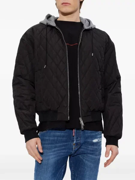 Geacă bomber Dsquared2 cu glugă negru