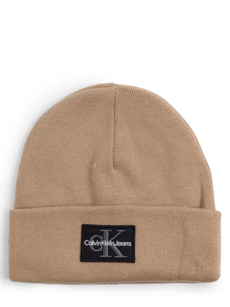 Dzianinowe jeansy Calvin Klein z grubej dzianiny beżowe