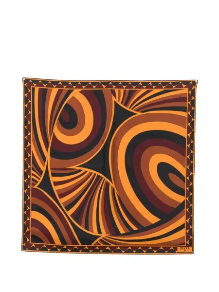 Fular Pucci cu imagine cu imprimeu geometric portocaliu
