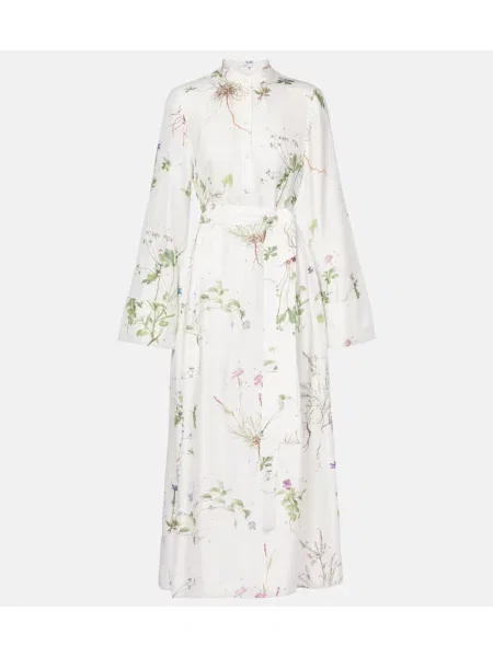 Rochie midi Erdem de mătase cu model floral cu imagine alb