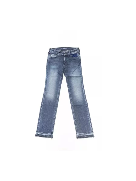 Jeansy skinny Jacob Cohen z frędzli niebieskie