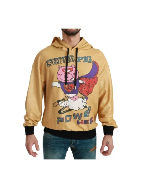 Bluza z kapturem Dolce And Gabbana z kapturem żółta