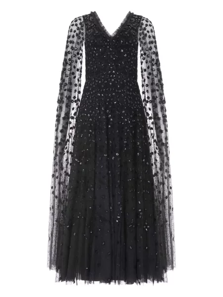 Rochie maxi Needle & Thread cu broderie cu model floral de costum negru