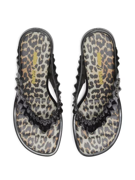 Sandale Ganni cu imagine cu model leopard negru