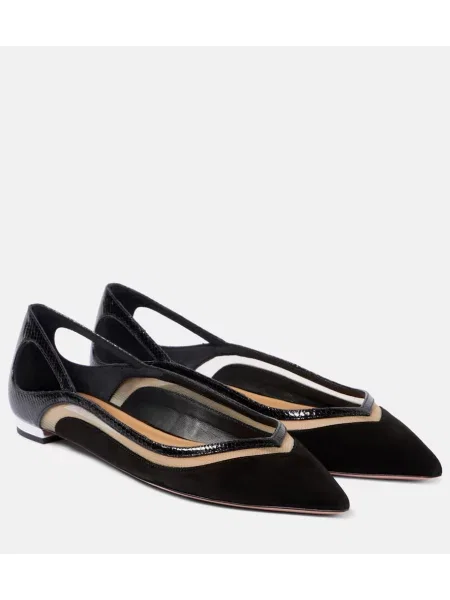 Велурени балеринки Aquazzura черно