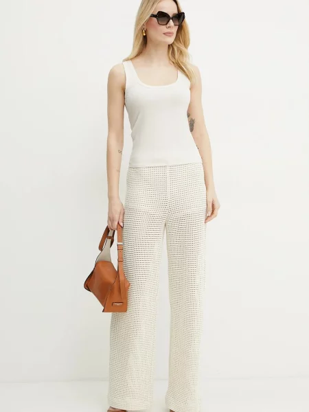Marella spodnie proste high waist beżowy