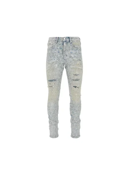Jeansy Purple Brand żakardowe niebieskie