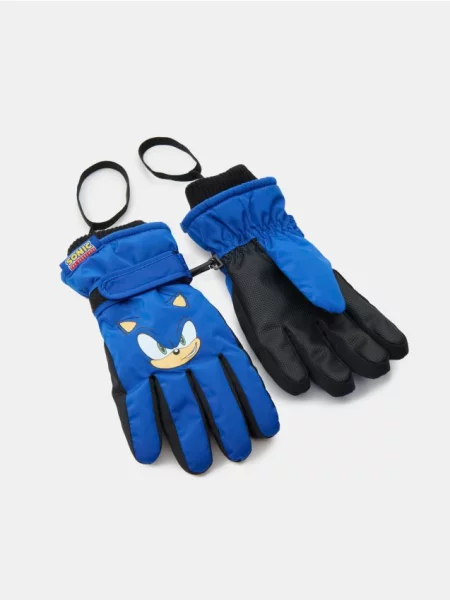 Sinsay Voděodolné rukavice s potiskem Sonic the Hedgehog modrá