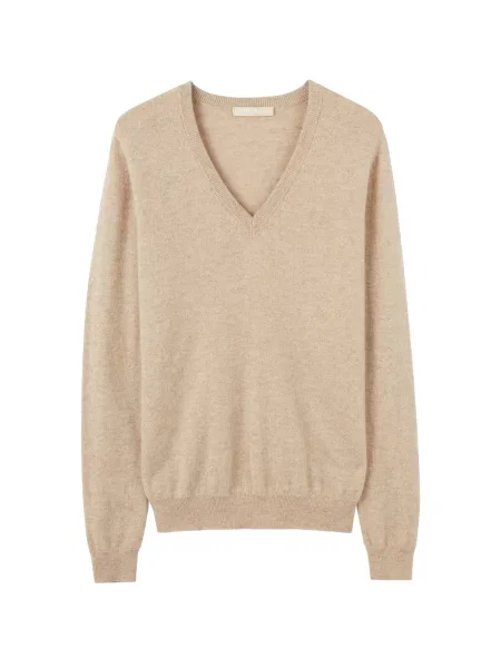 GOBI Cashmere Pulover Women's Essential Cashmere V-Neck Sweater șampanie