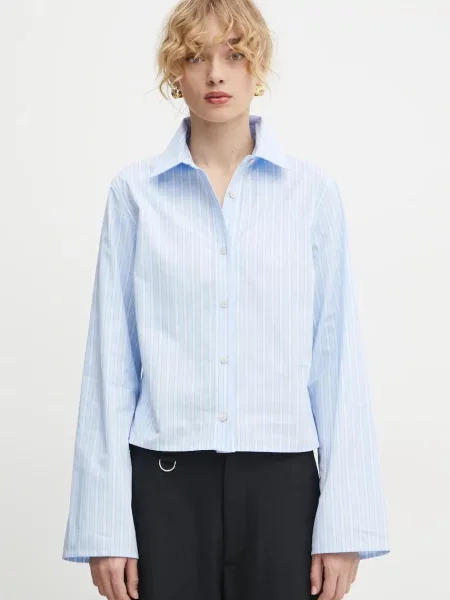 Won Hundred camasa din femei cu guler clasic regular albastru