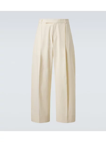 Lněné lněné kalhoty Studio Nicholson bílé