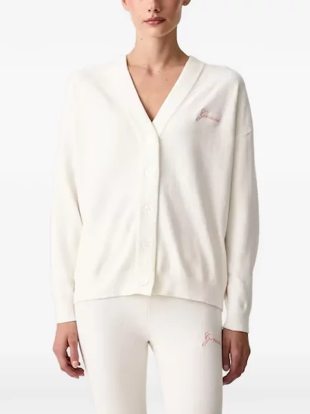 Cardigan Guess cu broderie cu decolteu în V