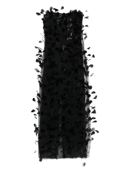 Sukienka maxi Nissa w piórka tiulowa garniturowa czarna