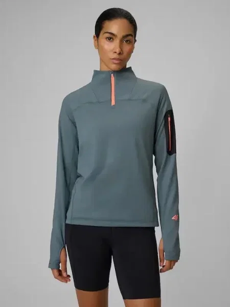 BLUZA TREKKINGOWA 4F SPORTOWA BEZ KAPTURA SZYBKOSCHNĄCA zielony
