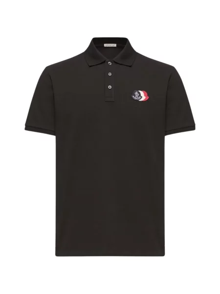 Tricou polo Moncler cu autograf negru
