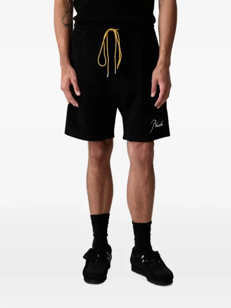 Pantaloni scurți Rhude cu broderie cu cordon negru