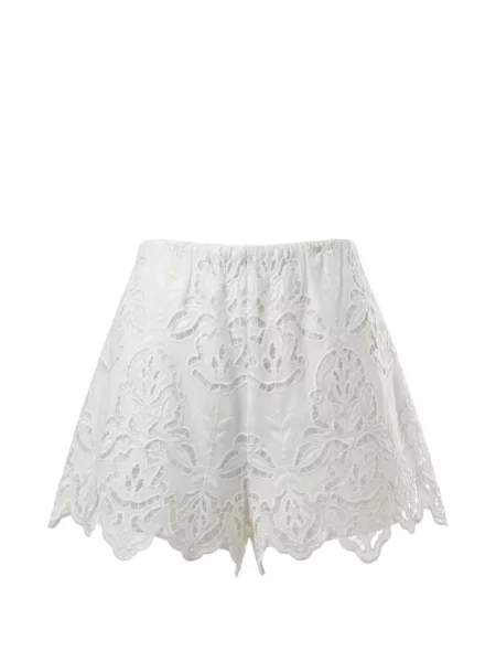 Pantaloni scurți Toccin din dantelă alb