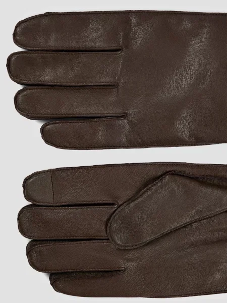 Шкіряні рукавички Boss коричневі