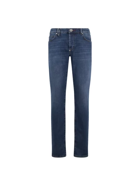 Jeansy straight leg Philipp Plein niebieskie