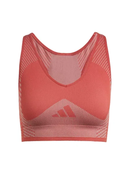 ADIDAS PERFORMANCE Sutien sport roșu ruginiu alb