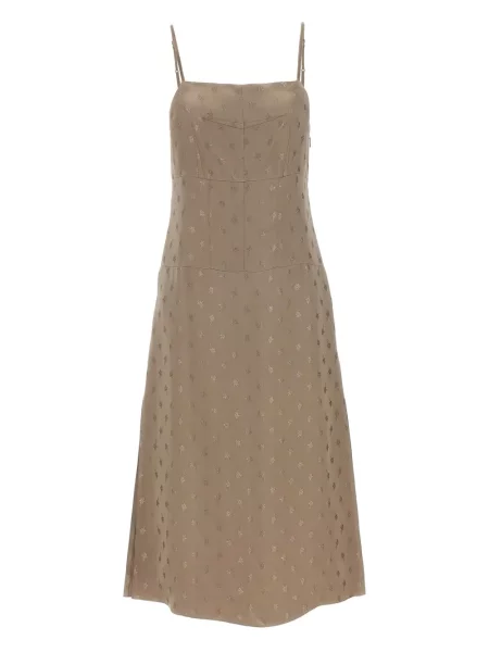 Rochie midi Fendi din satin până la genunchi de costum gri