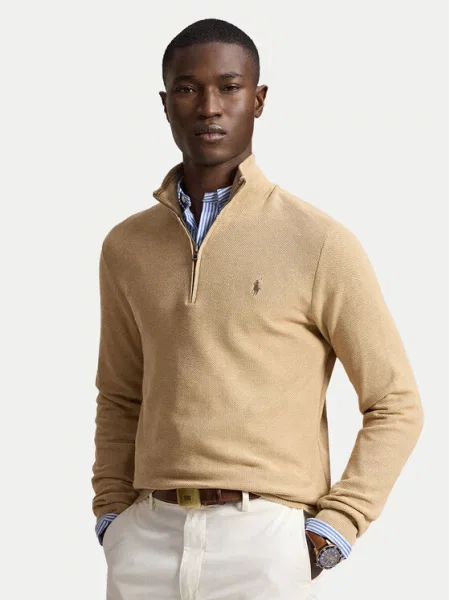Lekka długa bluza Polo Ralph Lauren z długim rękawem beżowa