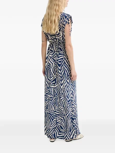 Rochie maxi Morgan cu imagine cu decolteu în V cu model zebră albastru