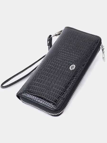 Кожаный кошелек St Leather Accessories черный