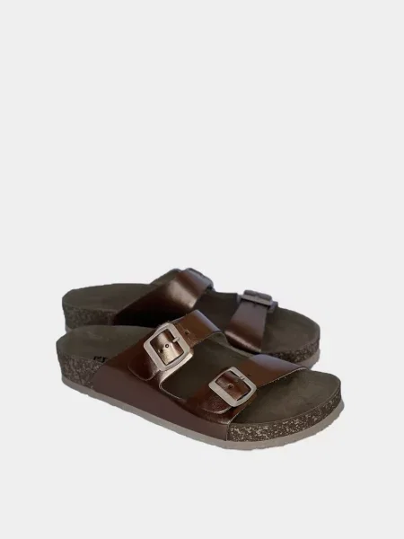 Кожаные шлепанцы Leon коричневые