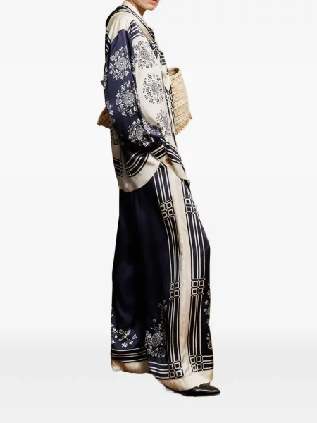 Pantaloni Alemais de mătase albastru