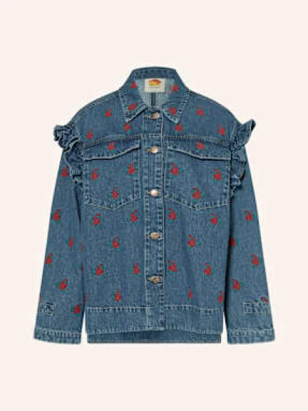 Farm Rio Kurtka Jeansowa Z Falbankami blau czerwona