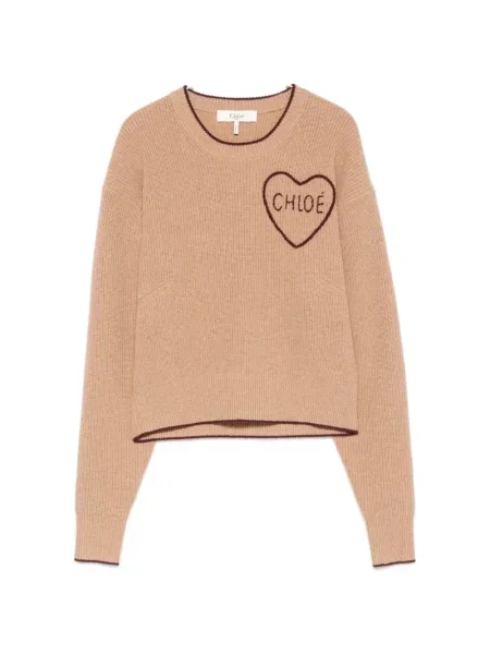 Pulover Chloé cu motiv cu inimi