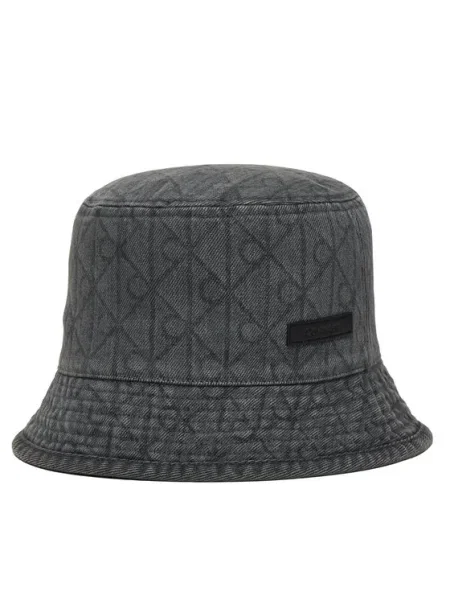 Pălărie Calvin Klein Denim Emblem Burnout Bucket gri