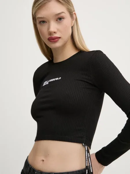 Tricou mânecă lungă Karl Lagerfeld Jeans negru