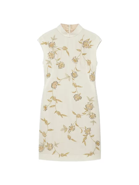Rochie mini Shanghai Tang cu model floral alb