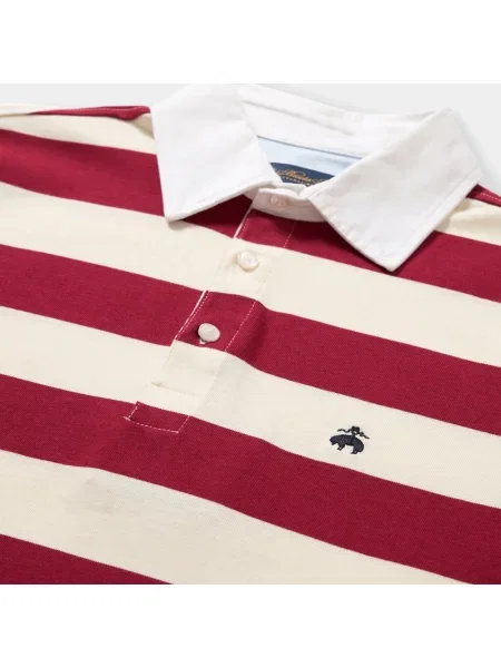 Koszulka polo Brooks Brothers w paski z dżerseju z paskiem czerwona
