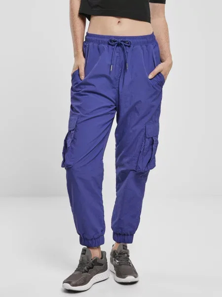 Spodnie cargo Urban Classics z wysoką talią niebieskie