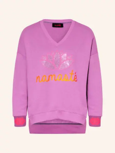 Miss Goodlife Oversize'owa Bluza Z Kamieniami Ozdobnymi pink różowa