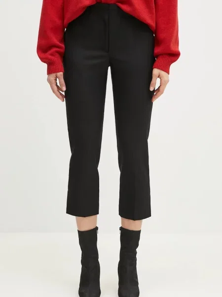 Kenzo pantaloni de lână femei mulata medium waist negru