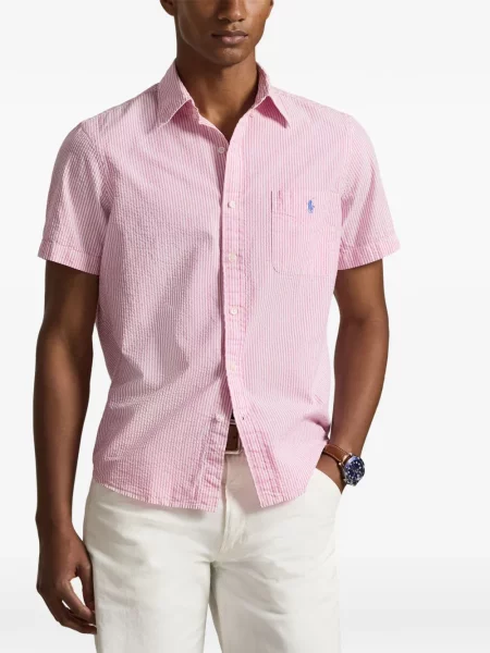 Tricou polo Polo Ralph Lauren cu glugă cu blană cu broderie roșu